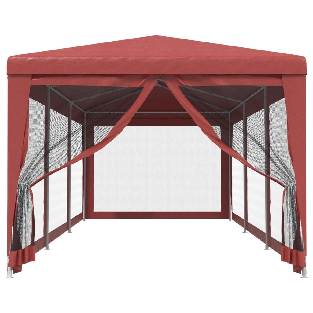 Tente de fête avec 8 parois latérales en maille Rouge 3x9m PEHD