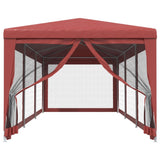 Partyzelt mit 8 Mesh-Seitenwänden, rot, 3 x 9 m, HDPE