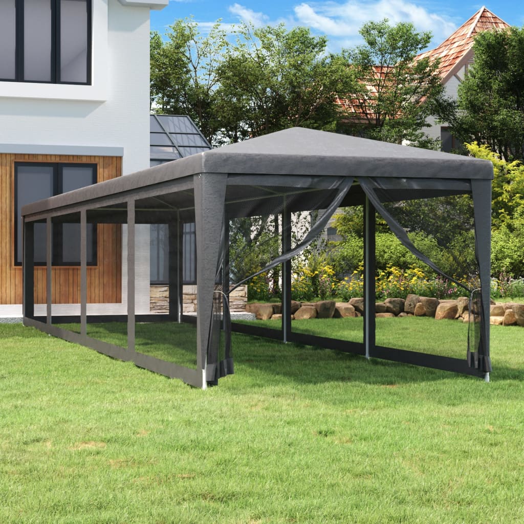 Tente de fête et 10 parois latérales en maille Anthracite 3x12m