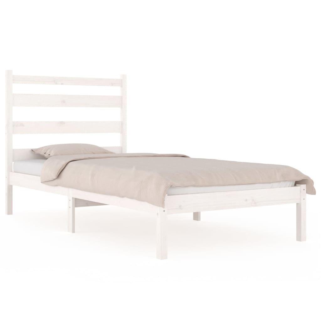 Cadre de lit sans matelas blanc bois de pin massif