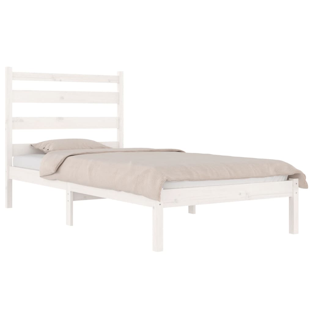 Cadre de lit sans matelas blanc bois de pin massif