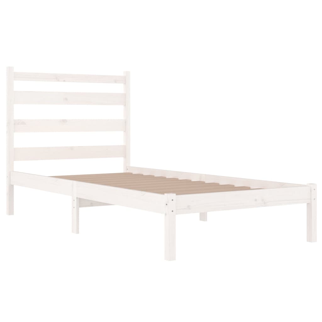 Cadre de lit sans matelas blanc bois de pin massif