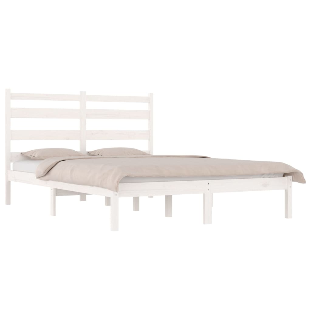 Cadre de lit sans matelas blanc bois de pin massif