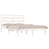 Cadre de lit sans matelas blanc bois de pin massif