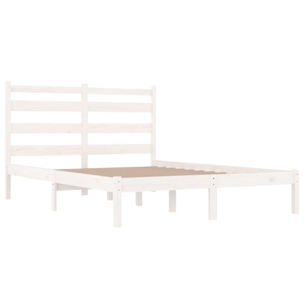 Cadre de lit sans matelas blanc bois de pin massif