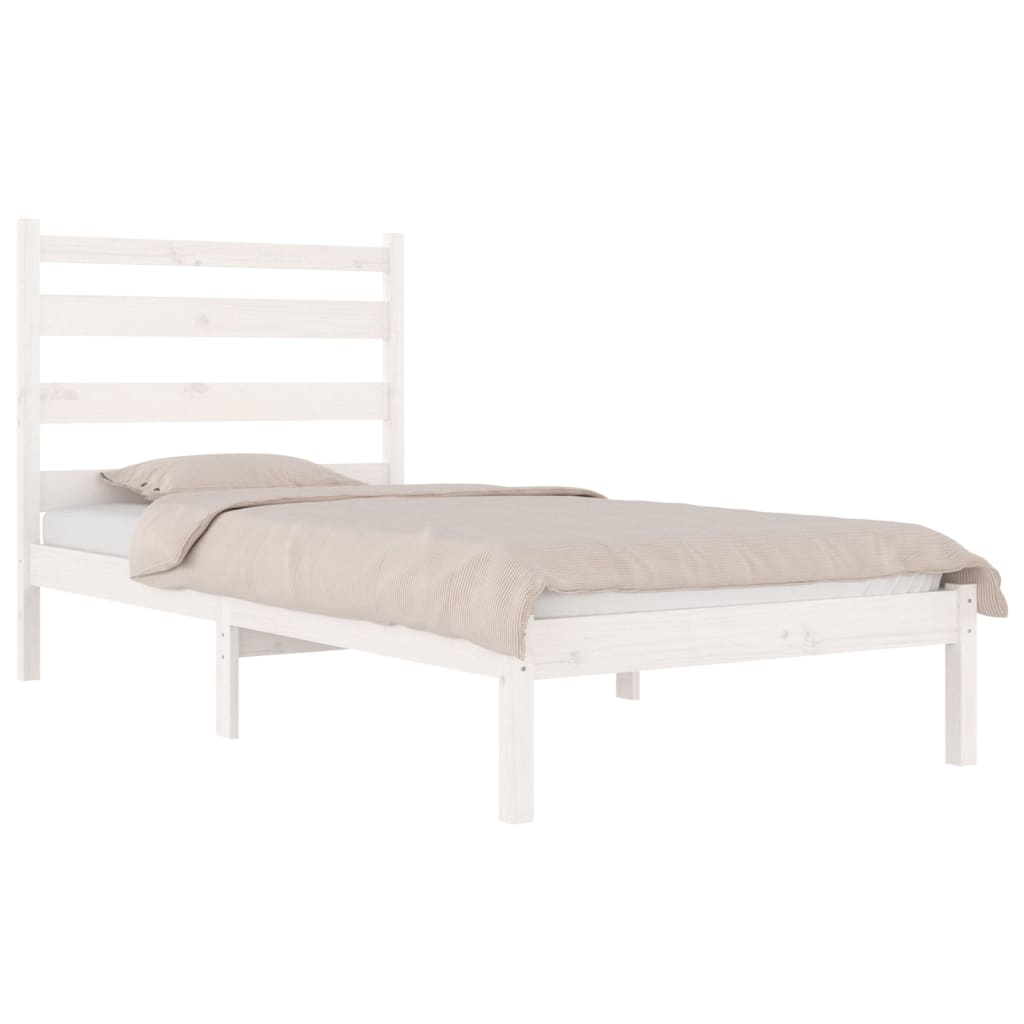 Cadre de lit sans matelas blanc bois massif 100x200 cm