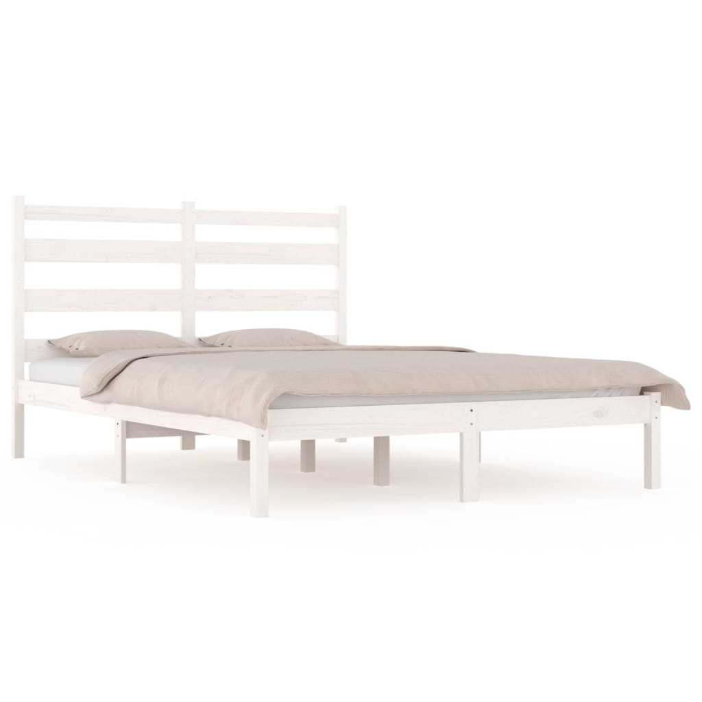 Cadre de lit sans matelas blanc bois massif 120x200 cm