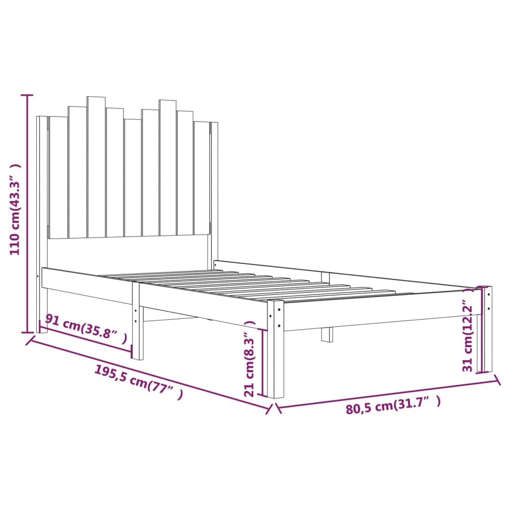 Cadre de lit sans matelas bois massif