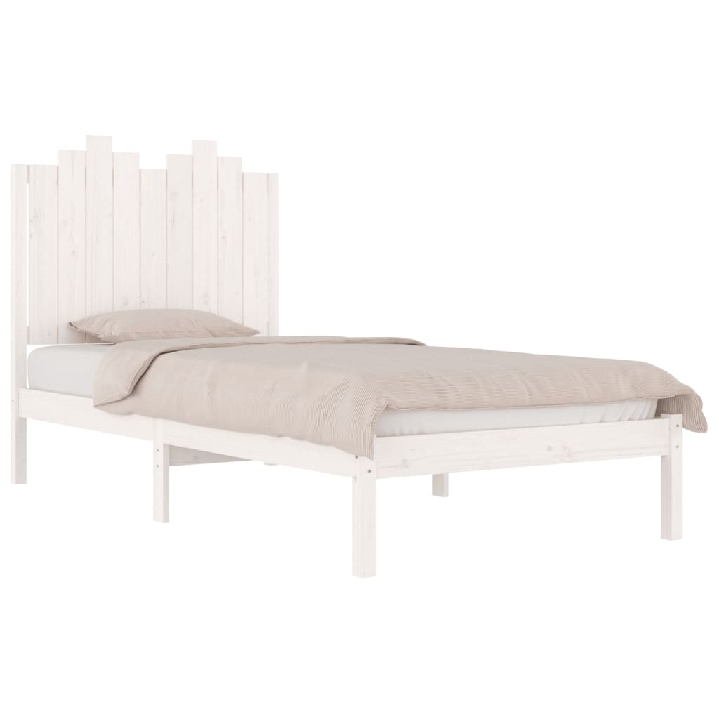 Cadre de lit sans matelas blanc bois massif 100x200 cm