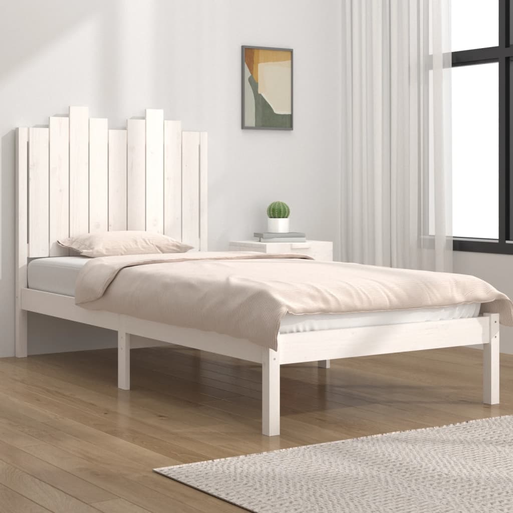 Cadre de lit sans matelas blanc bois massif 100x200 cm