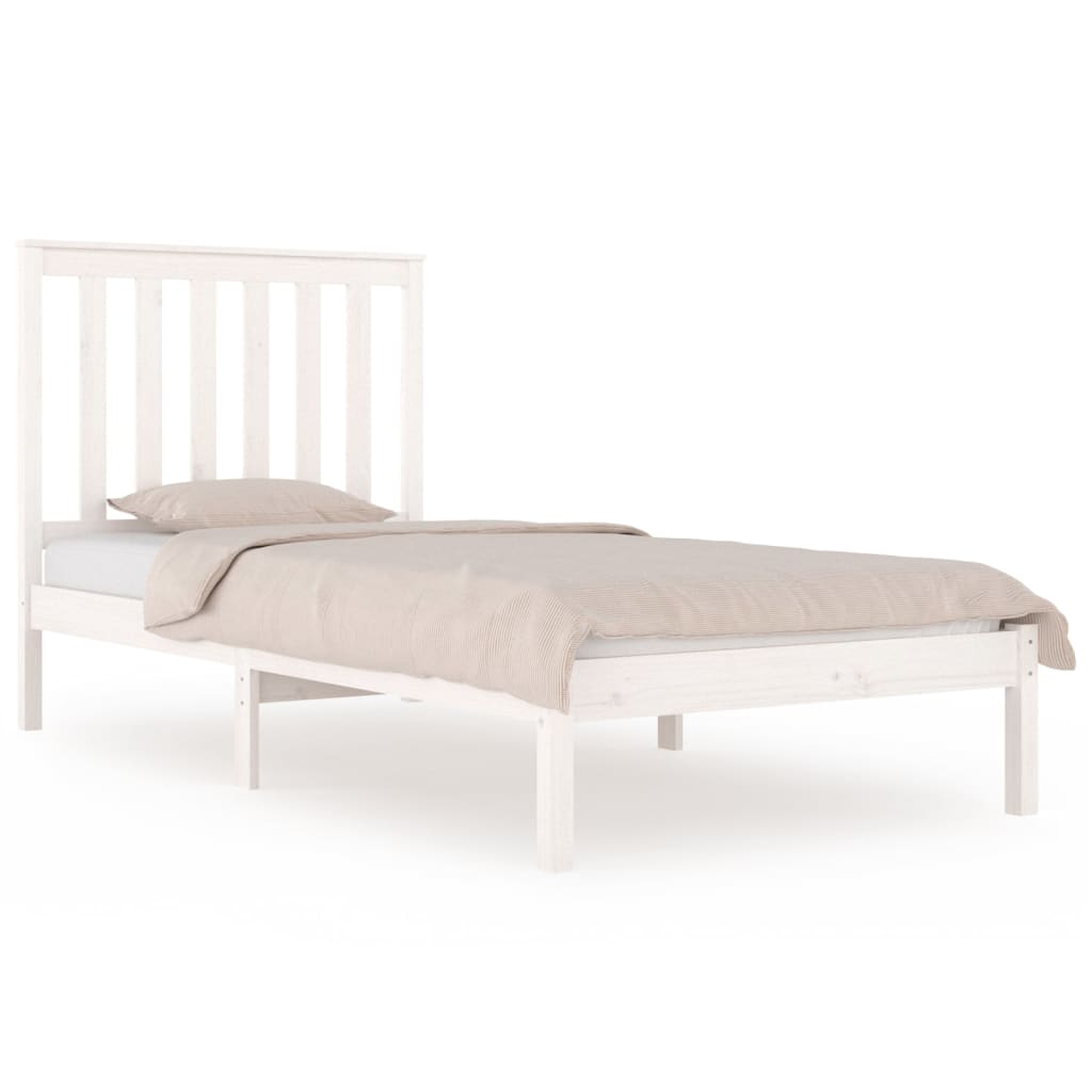 Cadre de lit sans matelas blanc bois massif