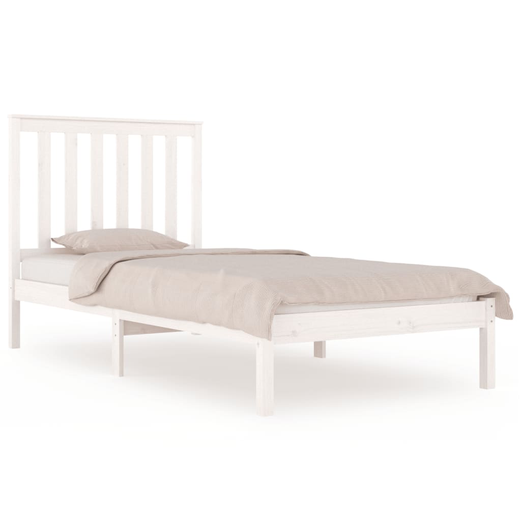 Cadre de lit sans matelas blanc bois massif 100x200 cm