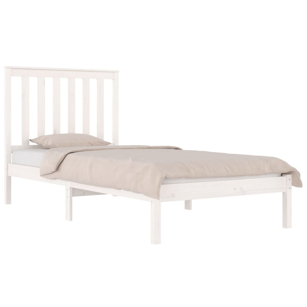 Cadre de lit sans matelas blanc bois massif 100x200 cm