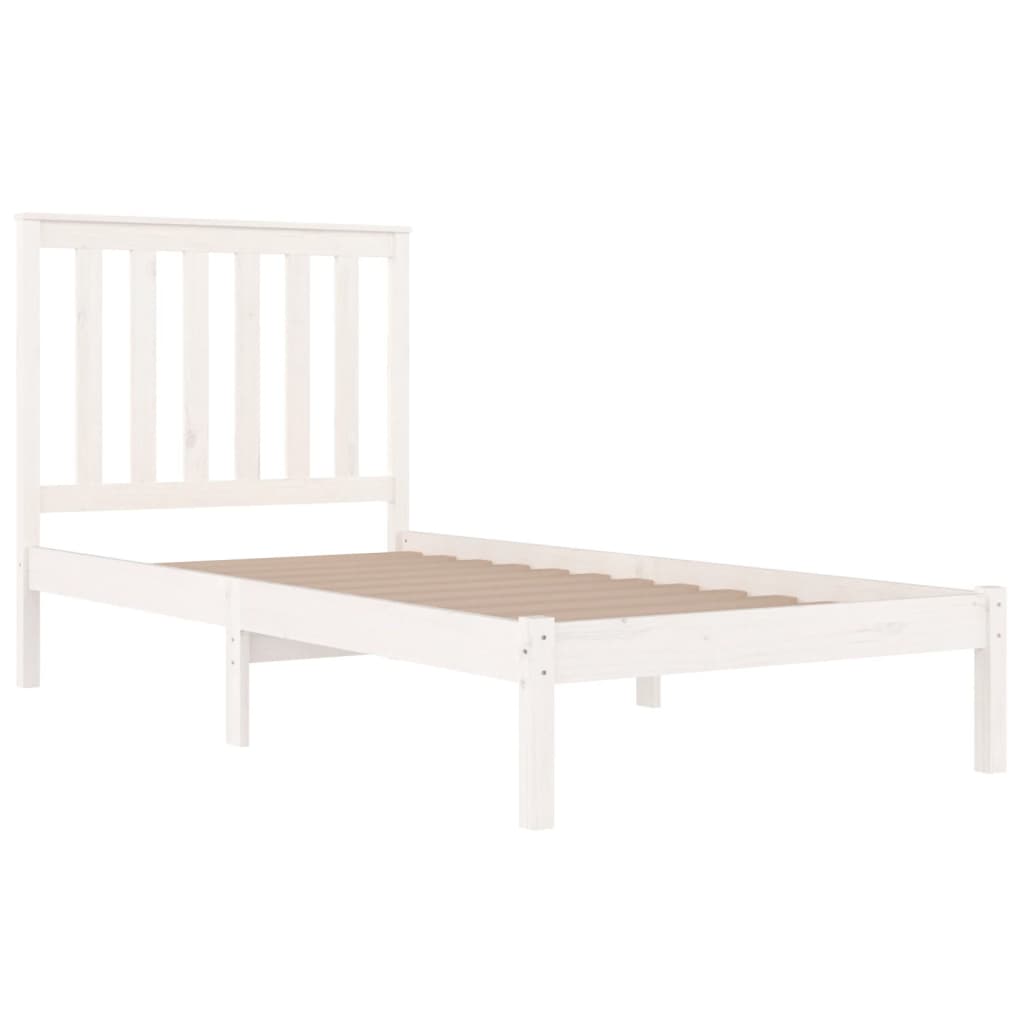 Cadre de lit sans matelas blanc bois massif 100x200 cm