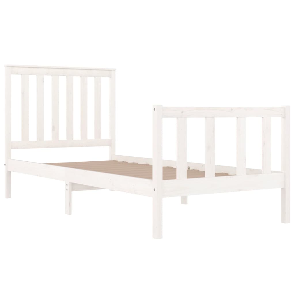 Cadre de lit sans matelas blanc bois massif