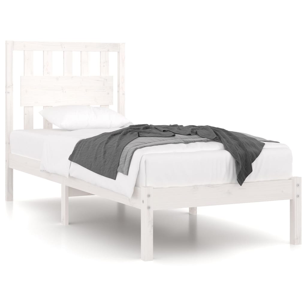 Cadre de lit sans matelas blanc bois massif