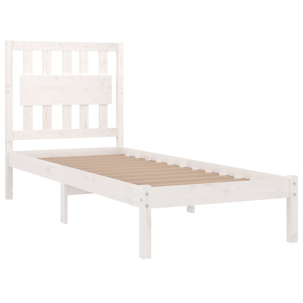 Cadre de lit sans matelas blanc bois massif