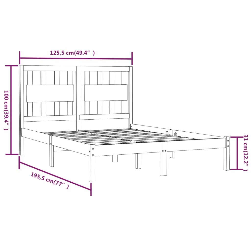 Cadre de lit sans matelas blanc bois massif