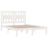 Cadre de lit sans matelas blanc bois massif 140x190 cm