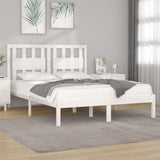 Cadre de lit sans matelas blanc bois massif 140x190 cm