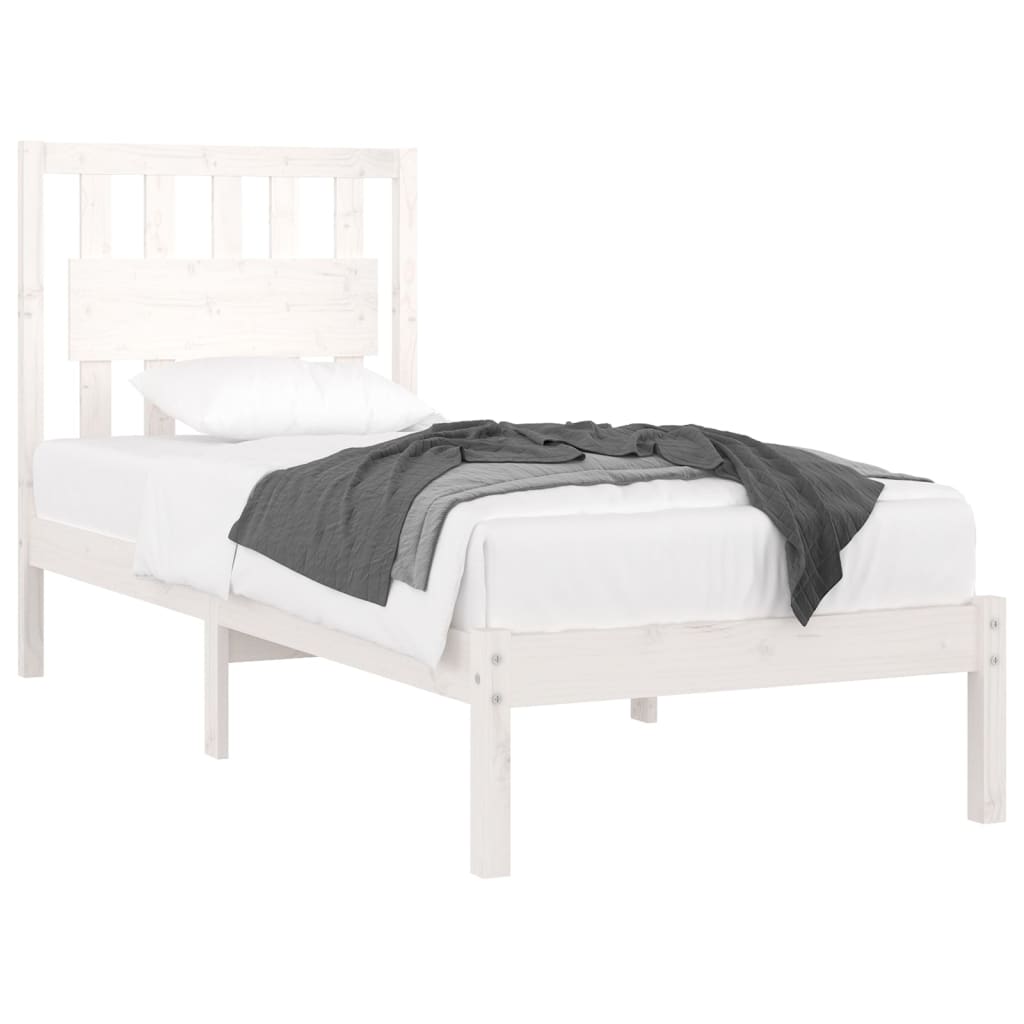 Cadre de lit sans matelas blanc bois massif 90x200 cm