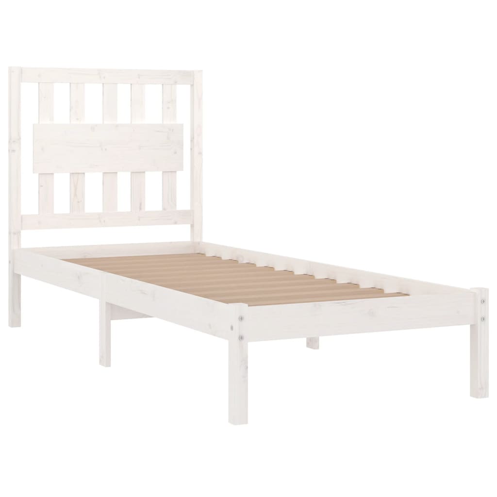 Cadre de lit sans matelas blanc bois massif 90x200 cm