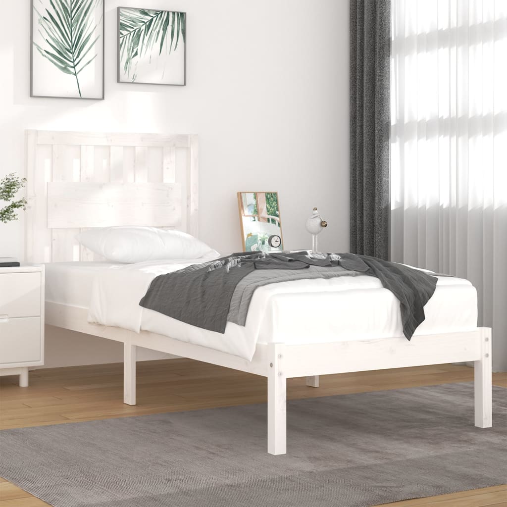 Cadre de lit sans matelas blanc bois massif 90x200 cm