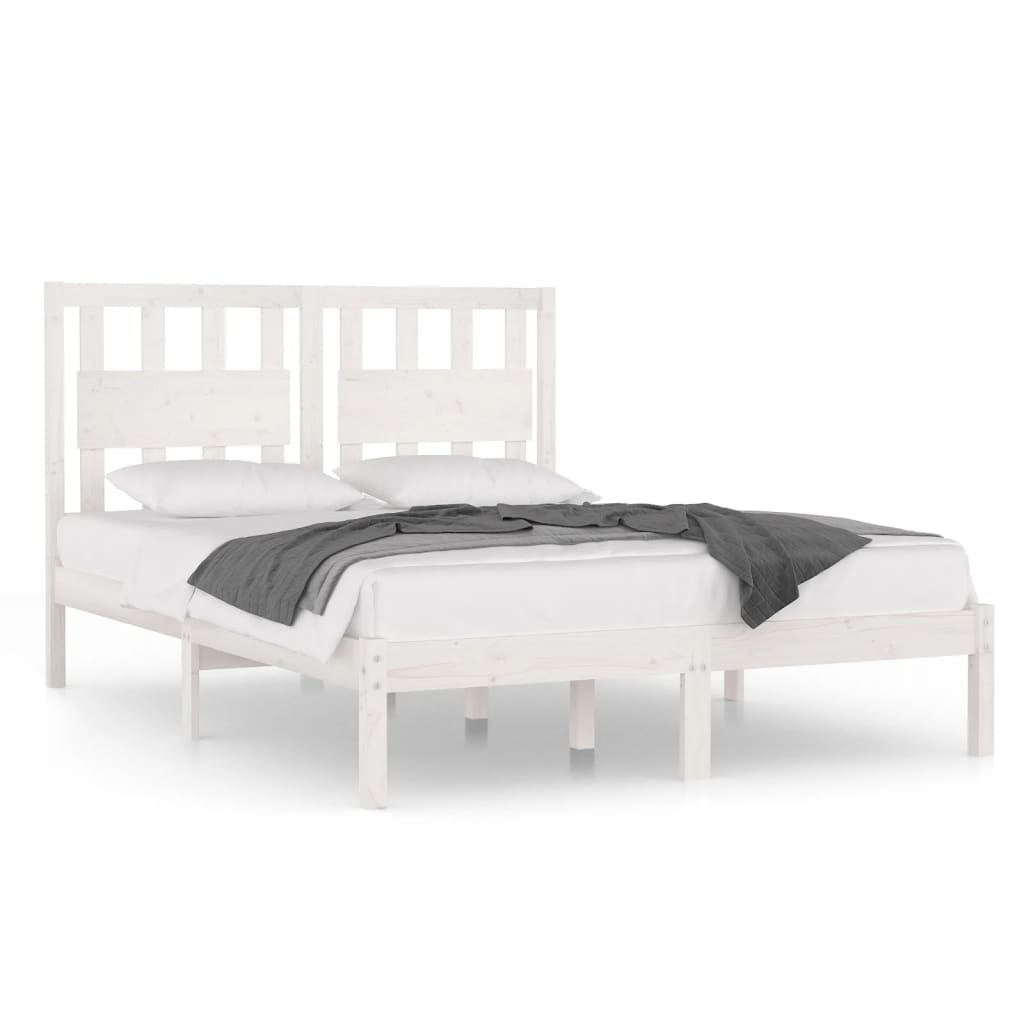 Cadre de lit sans matelas blanc bois massif 120x200 cm