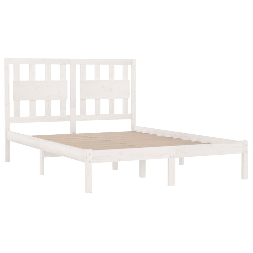 Cadre de lit sans matelas blanc bois massif 120x200 cm