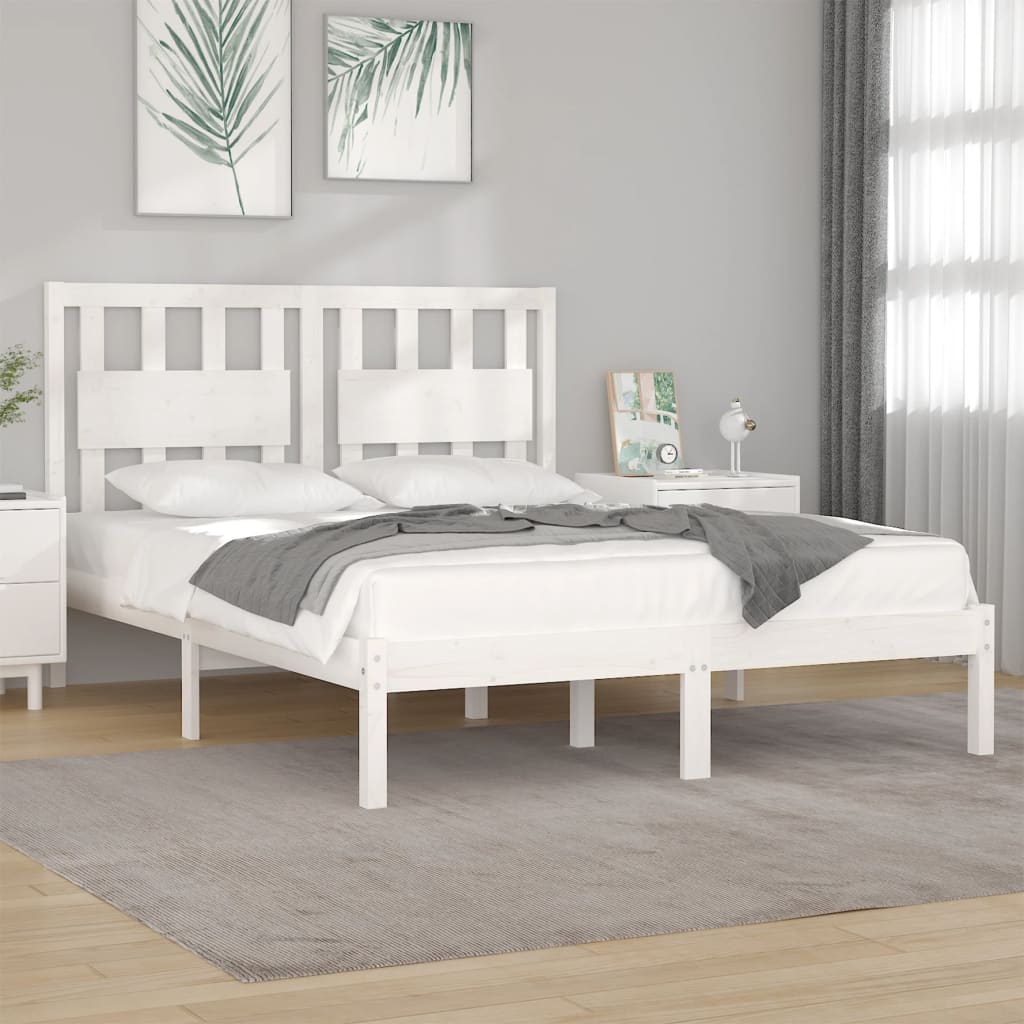 Cadre de lit sans matelas blanc bois massif 120x200 cm