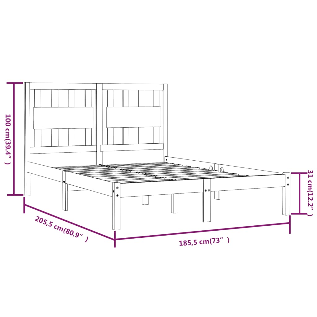 Cadre de lit sans matelas blanc bois massif