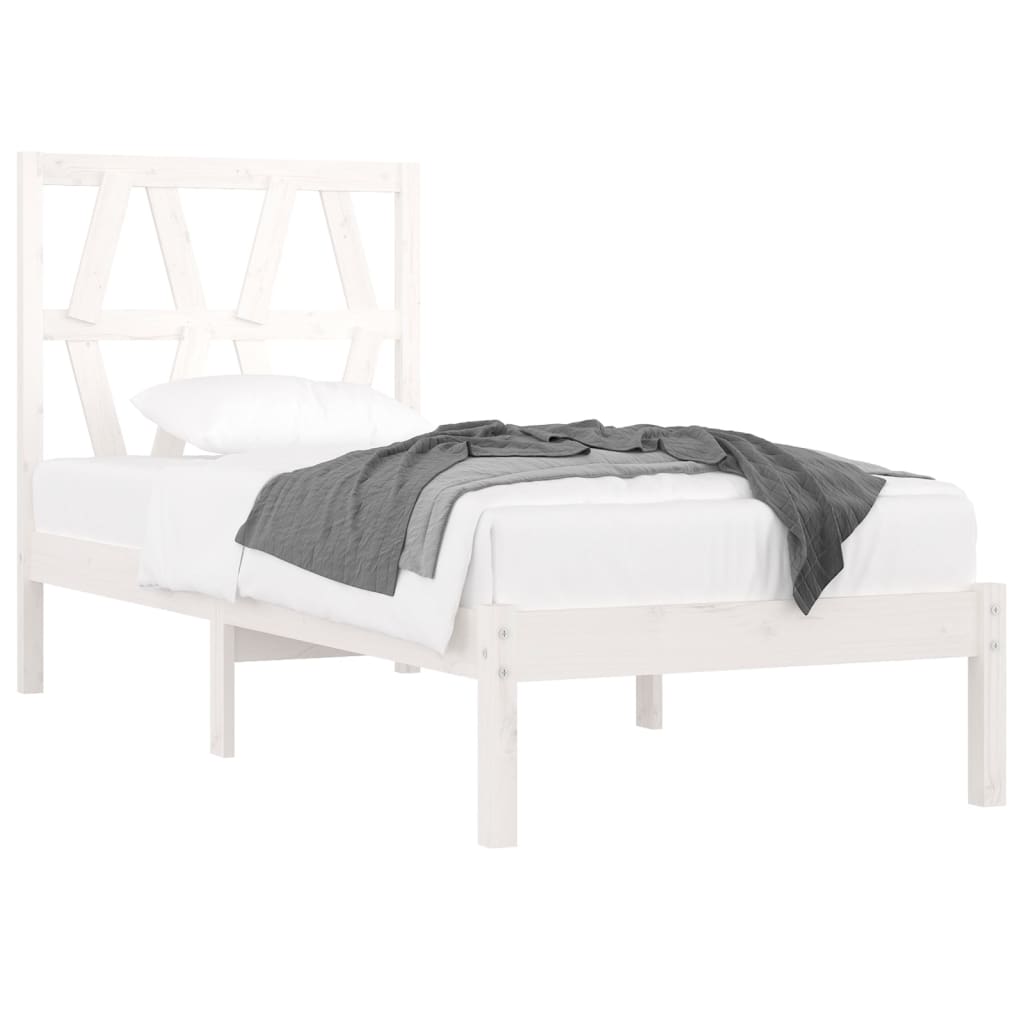 Cadre de lit sans matelas blanc bois massif