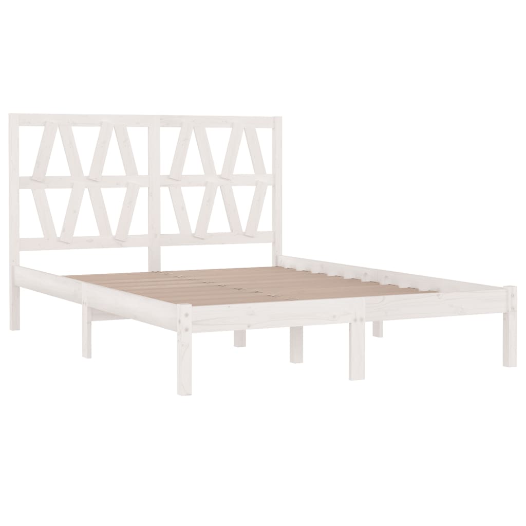 Cadre de lit sans matelas blanc bois massif 140x190 cm