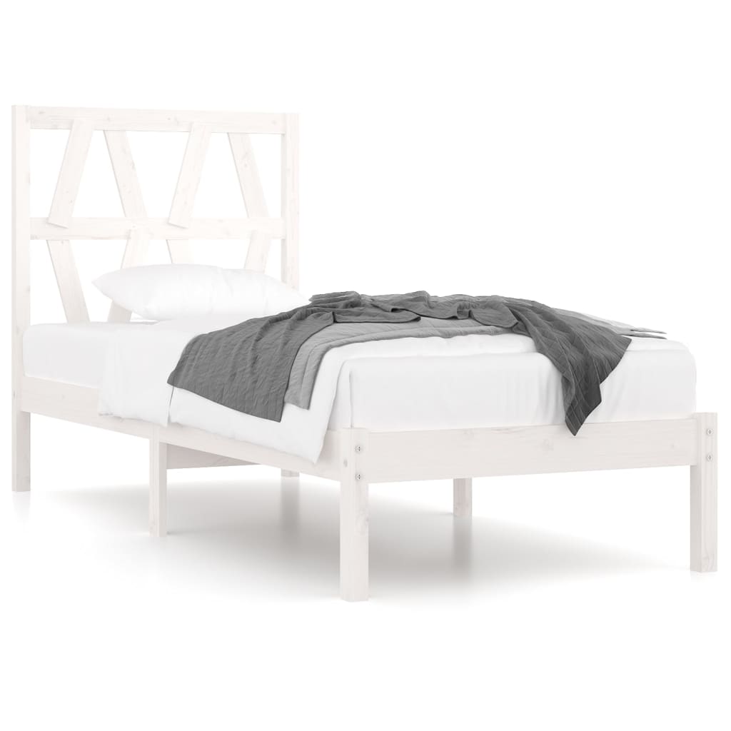 Cadre de lit sans matelas blanc bois massif 90x200 cm