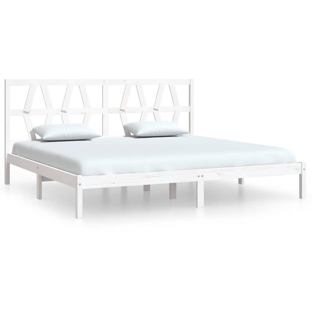 Cadre de lit sans matelas blanc bois massif 200x200 cm