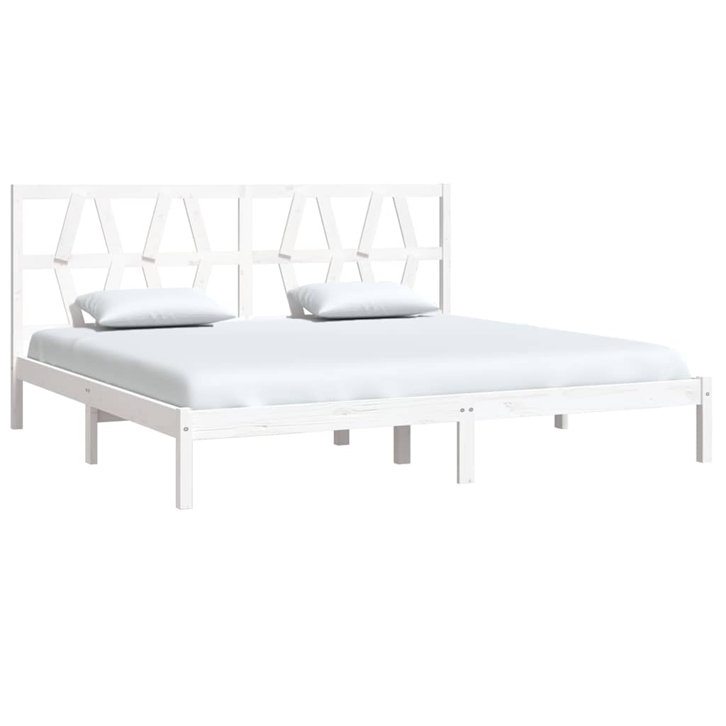 Cadre de lit sans matelas blanc bois massif 200x200 cm