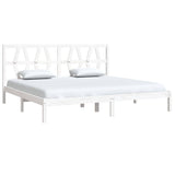 Cadre de lit sans matelas blanc bois massif 200x200 cm