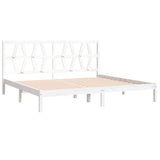 Cadre de lit sans matelas blanc bois massif 200x200 cm