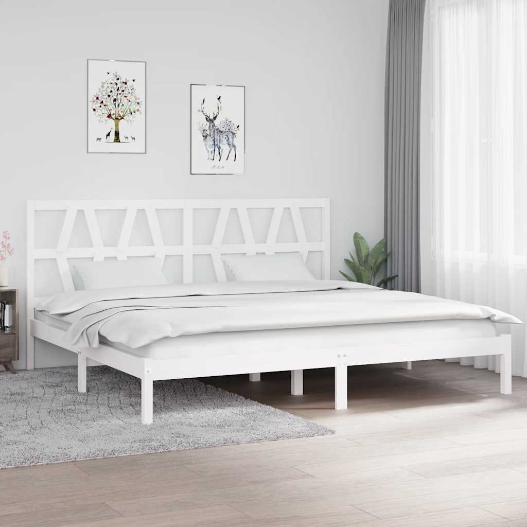 Cadre de lit sans matelas blanc bois massif 200x200 cm