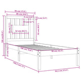 Cadre de lit sans matelas blanc bois massif