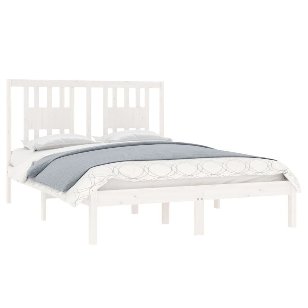 Cadre de lit sans matelas blanc bois massif