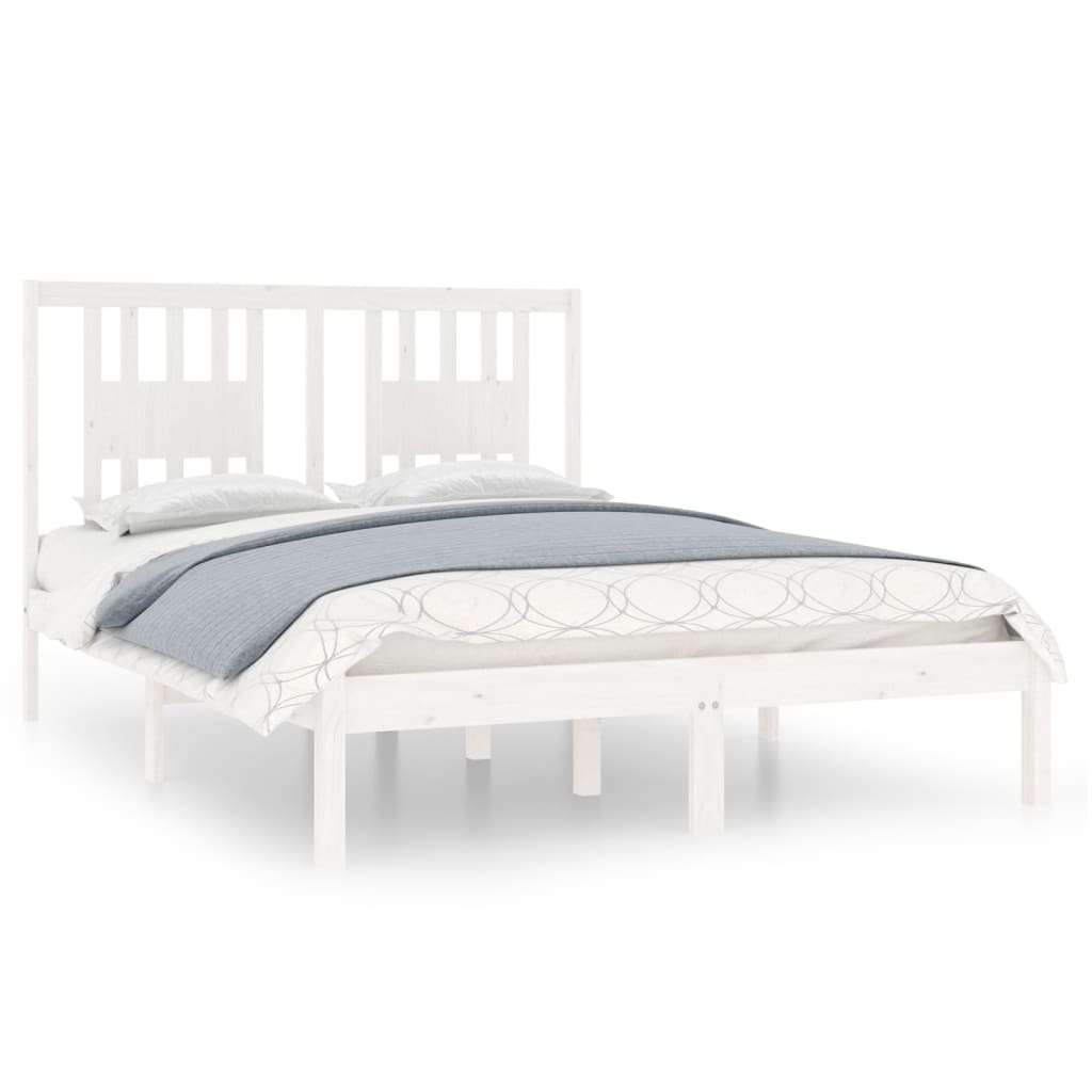 Cadre de lit sans matelas blanc bois massif