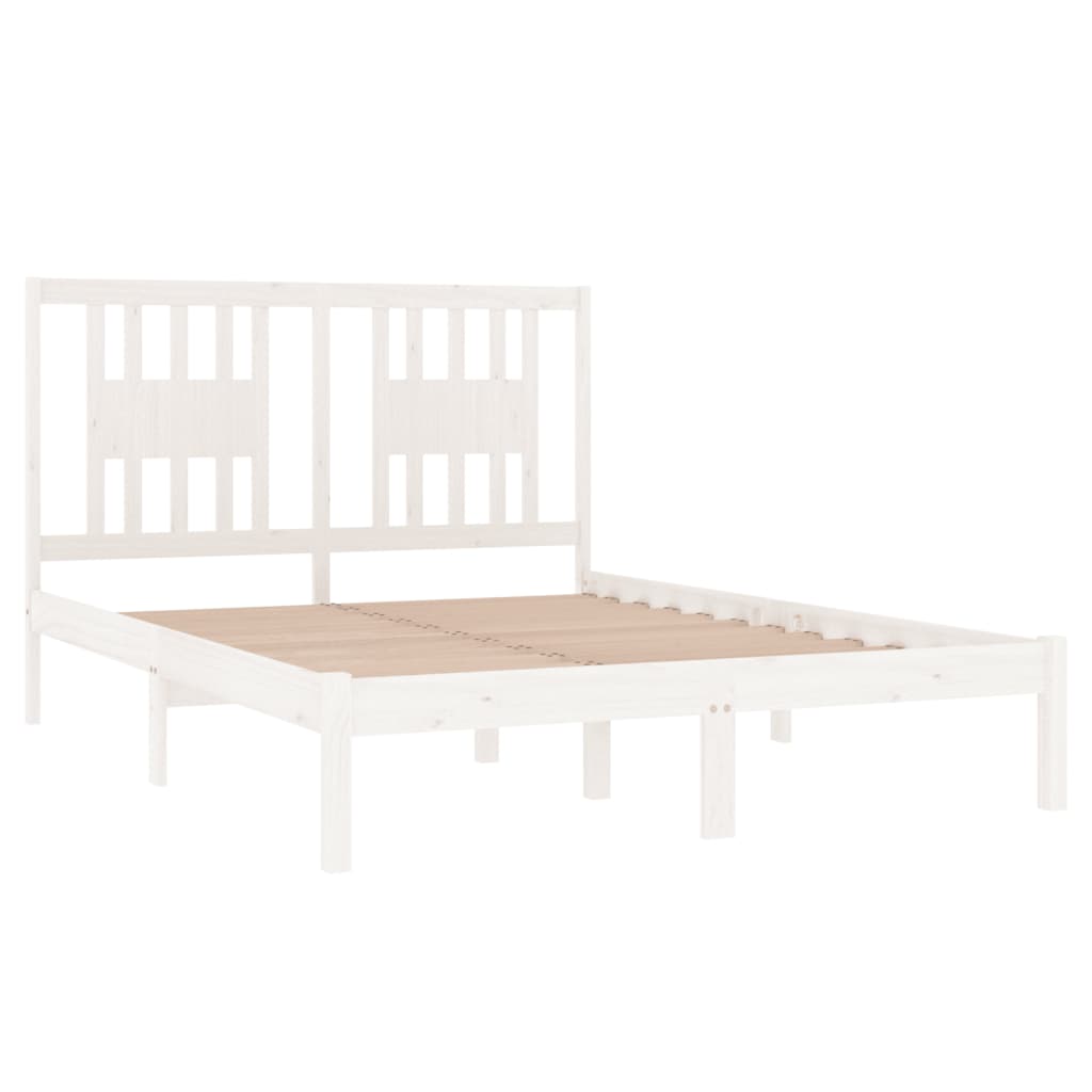 Cadre de lit sans matelas blanc bois massif