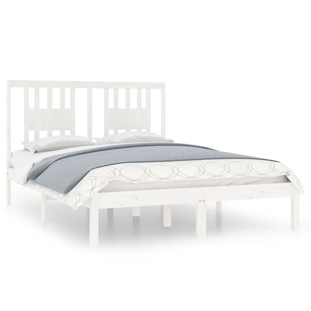 Cadre de lit sans matelas blanc bois massif 140x190 cm