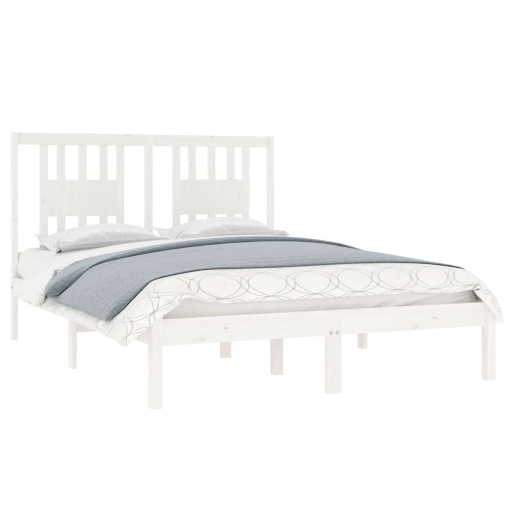 Cadre de lit sans matelas blanc bois massif 140x190 cm