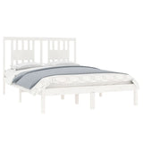 Cadre de lit sans matelas blanc bois massif 140x190 cm