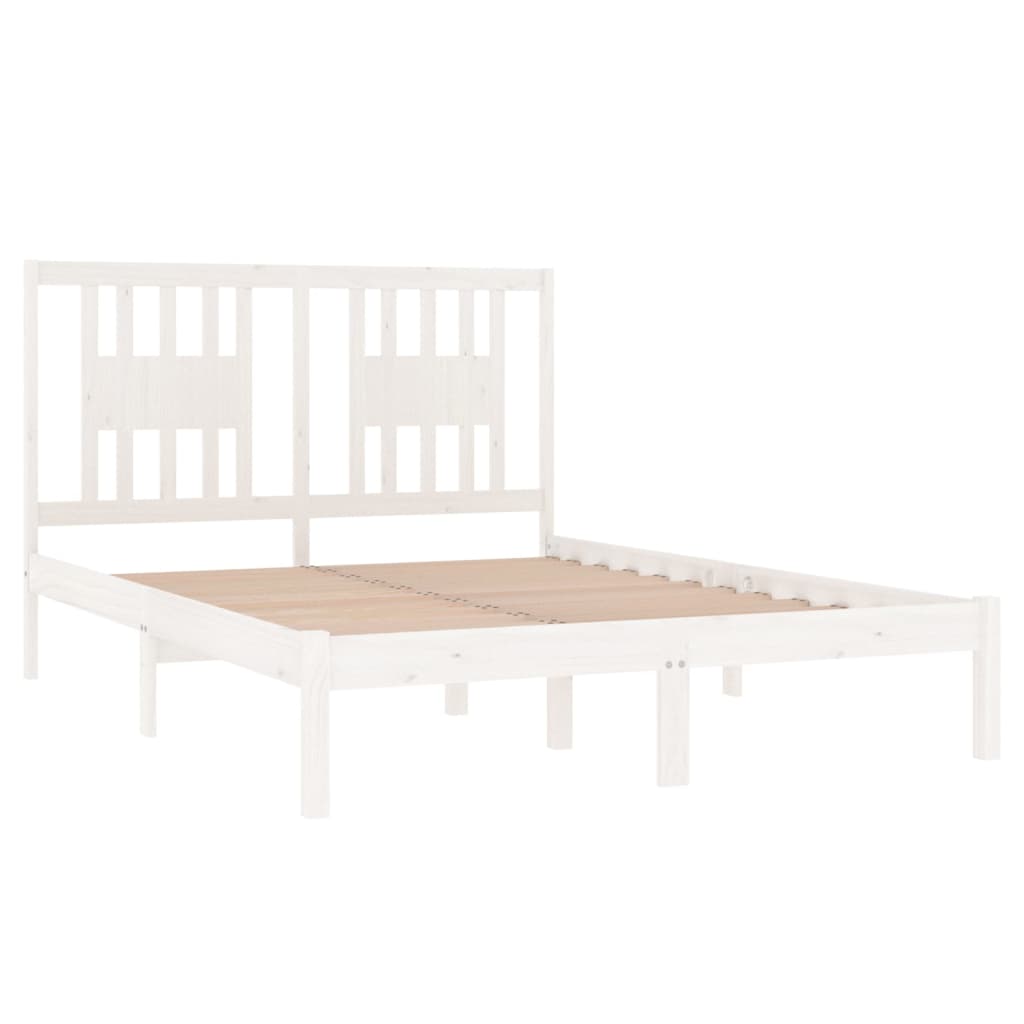 Cadre de lit sans matelas blanc bois massif 140x190 cm