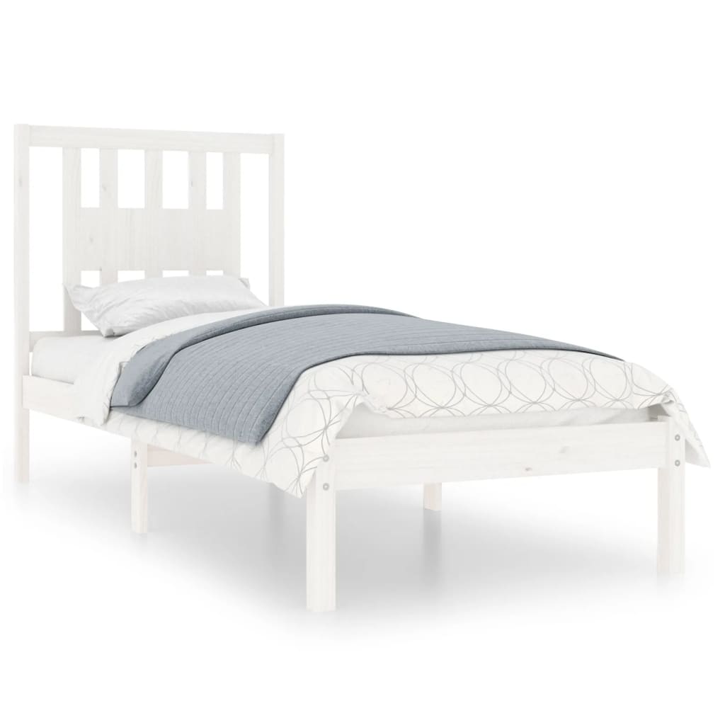 Cadre de lit sans matelas blanc bois massif 90x200 cm