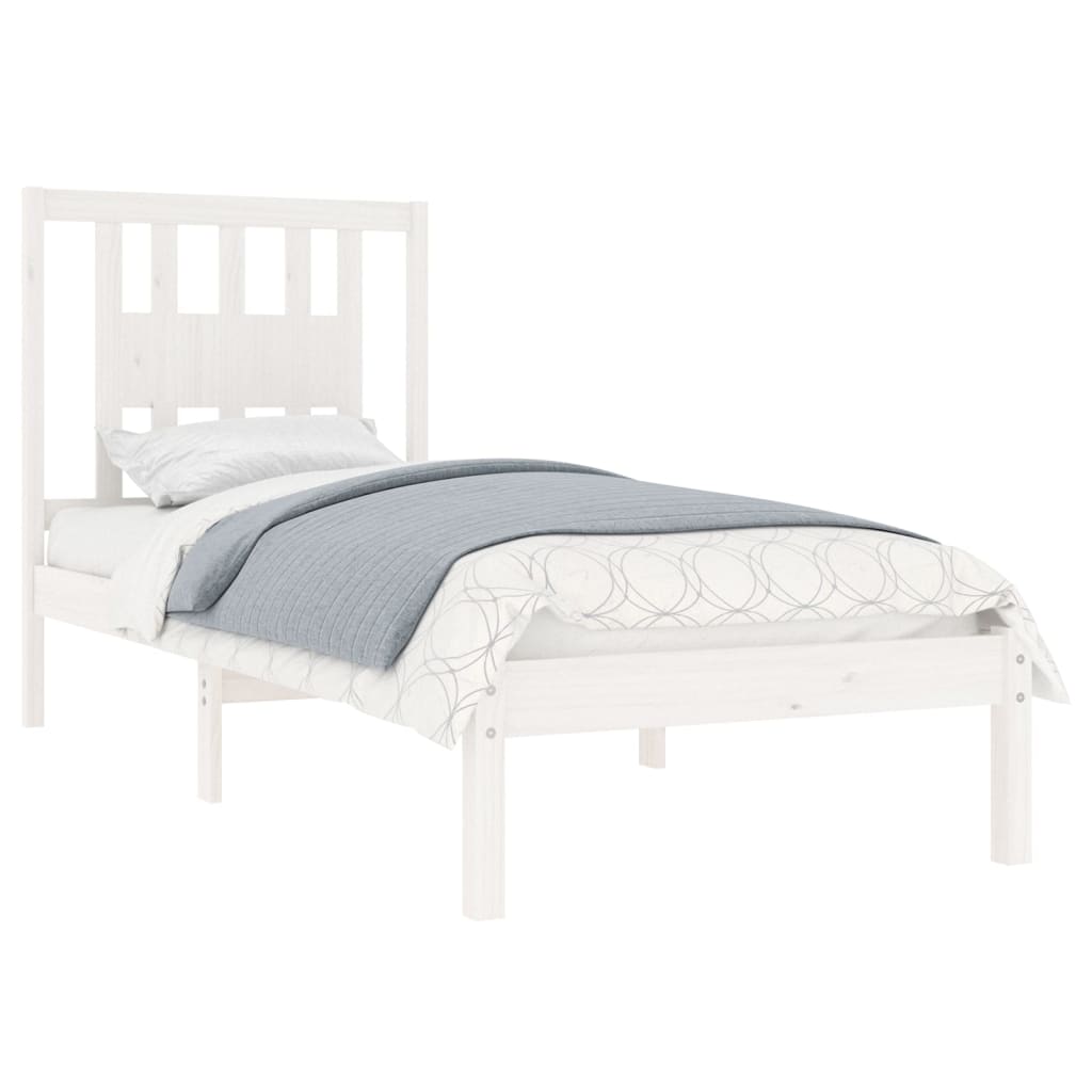 Cadre de lit sans matelas blanc bois massif 90x200 cm