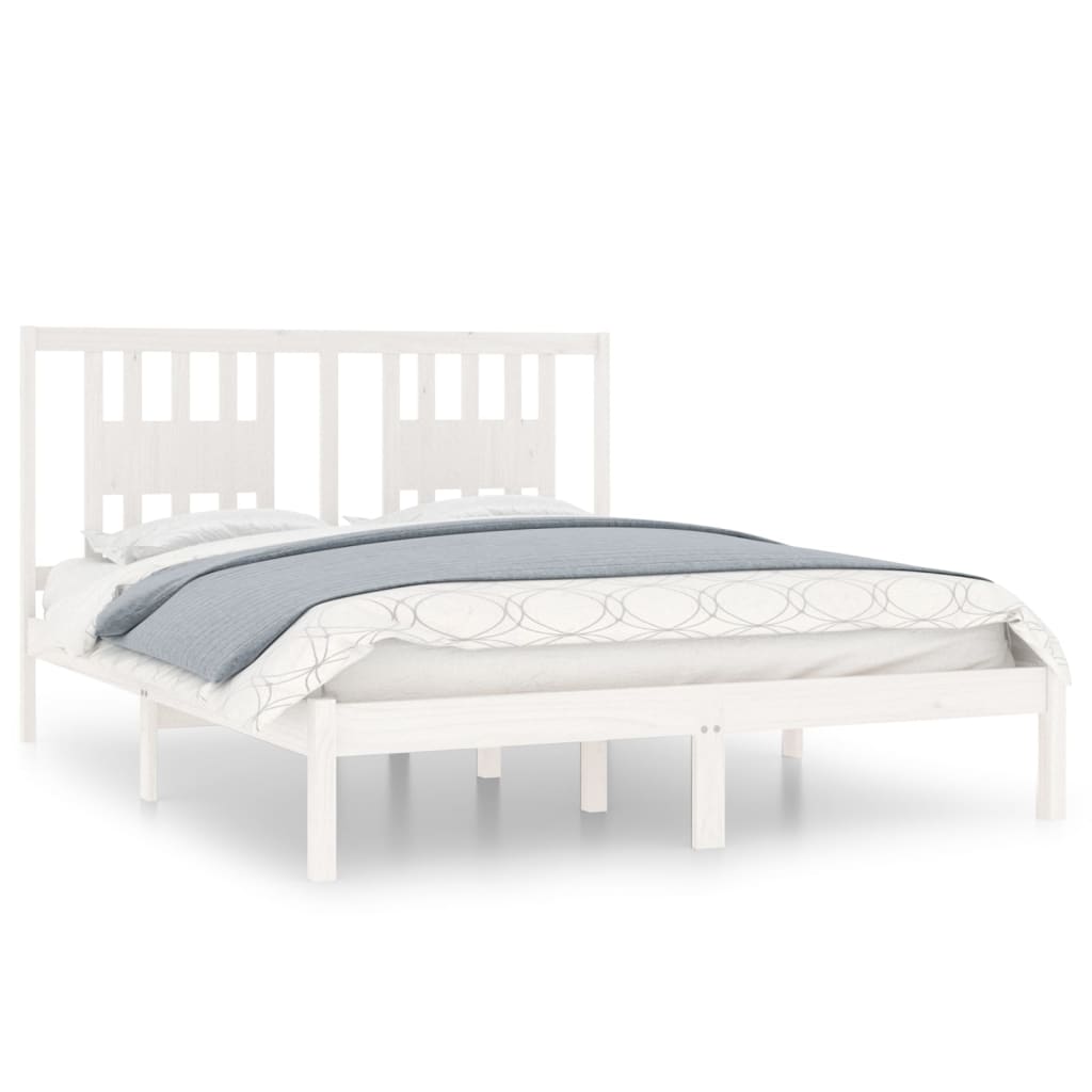 Cadre de lit sans matelas blanc bois massif 140x200 cm